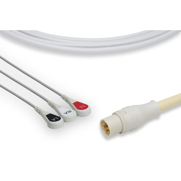 Cables & Sensors CAS Med Compatible Direct-Connect ECG Cable - 3 Leads Snap C2339S0